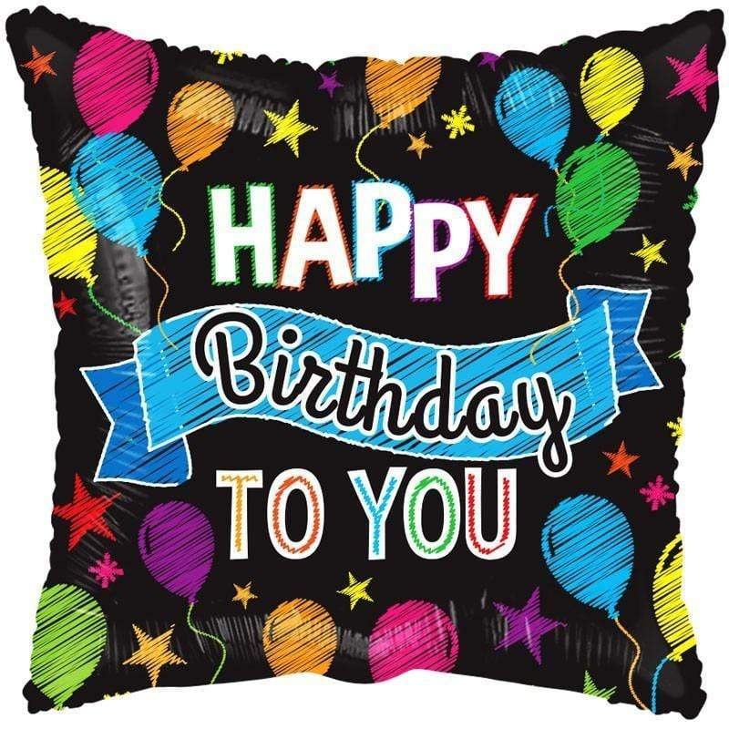 Happy Birthday To You Neon Balloons 18 Balloon