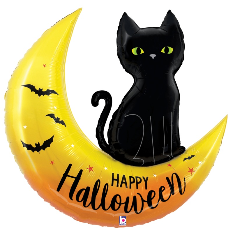 Happy Halloween Moon and Cat 41 Balloon