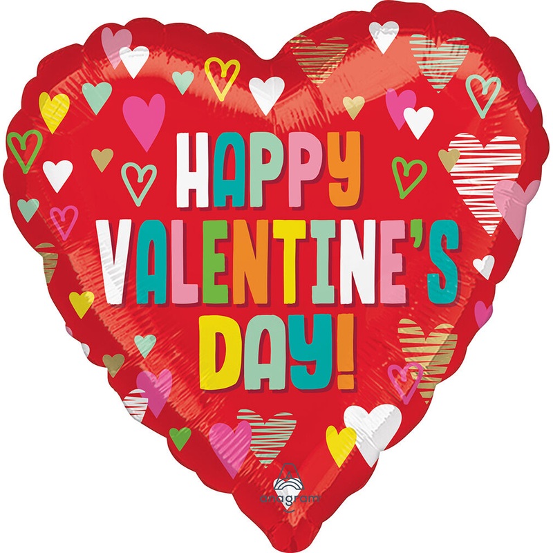 Happy Valentine's Day Pops of Teal 18" Balloon