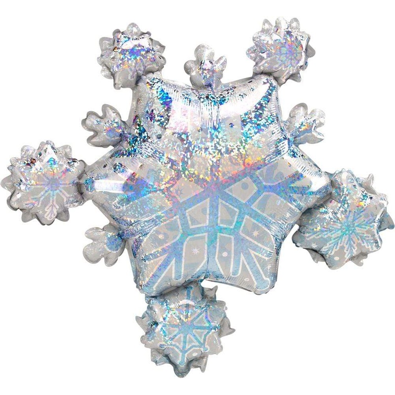 Holographic Prismatic Snowflake Cluster 32 Balloon