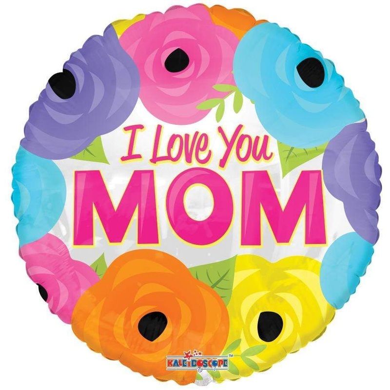 I Love You Mom Bright Flowers 18 Balloon