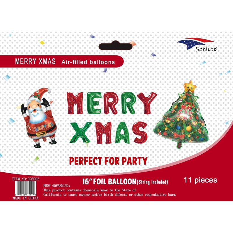 Merry Xmas Christmas Balloon Banner Set
