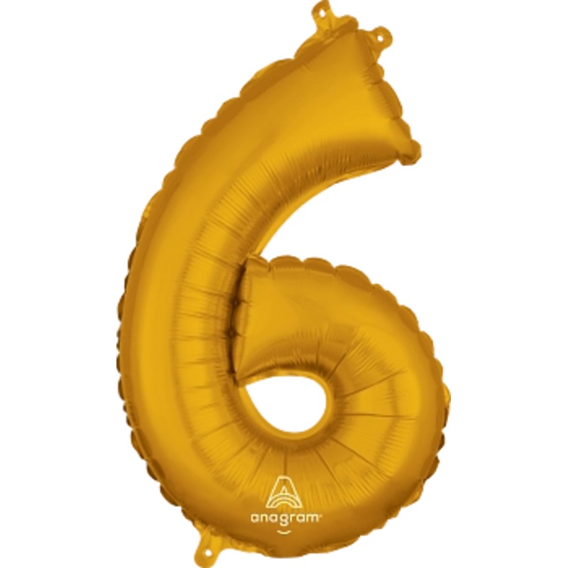Number 6 Gold 16" Balloon