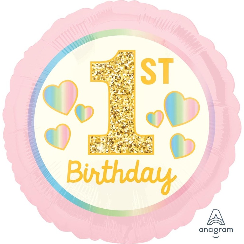 Pink & Gold 1st Birthday 18 Balloon