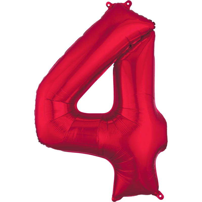 Red Number 4 34 Balloon