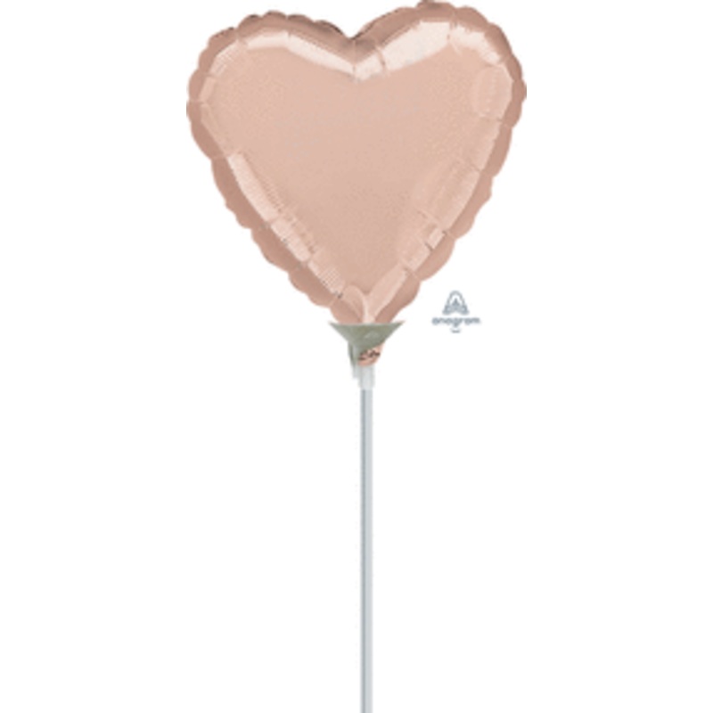 Rose Gold Heart 9" Air-fill Balloon (requires heat sealing)