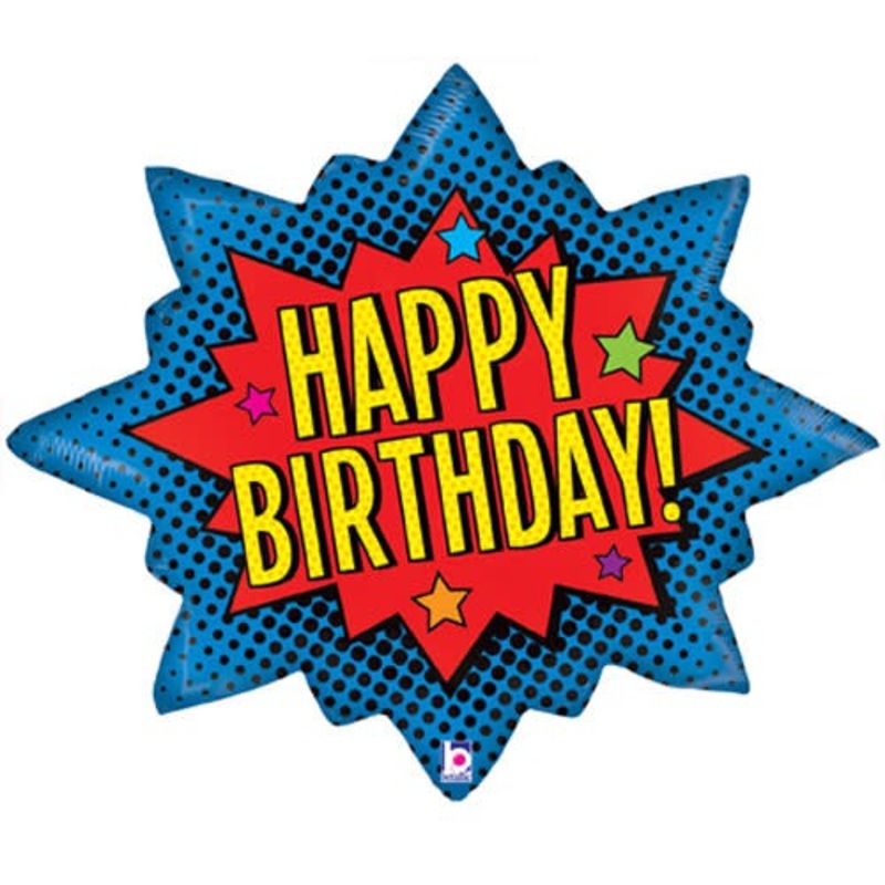 Super Hero Burst - Happy Birthday 32 Balloon