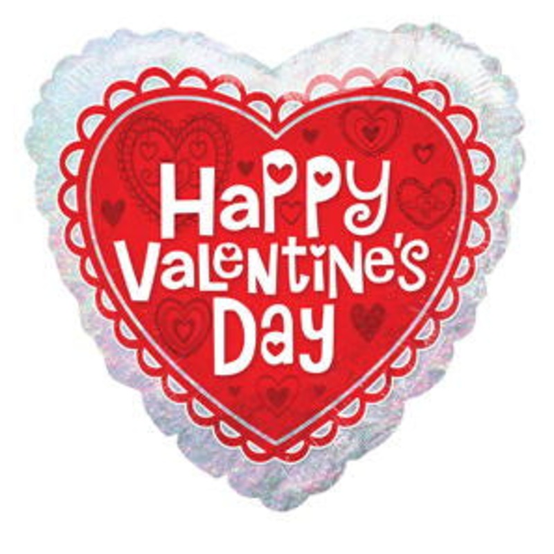 Valentine's Day Heart Holographic 18 Balloon