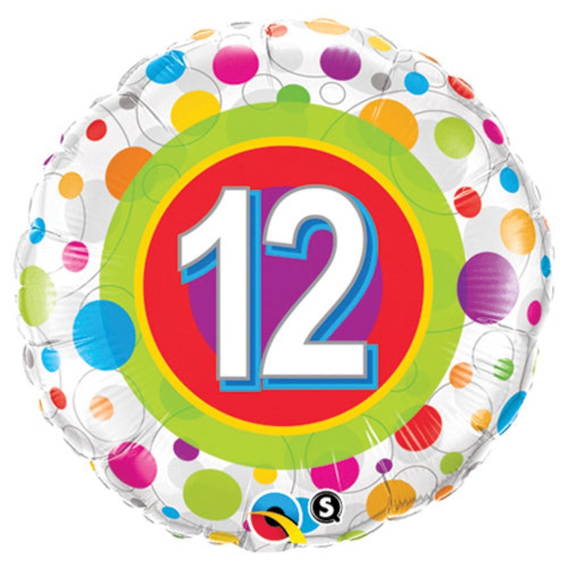 Age 12 Colorful Dots 18 Balloon