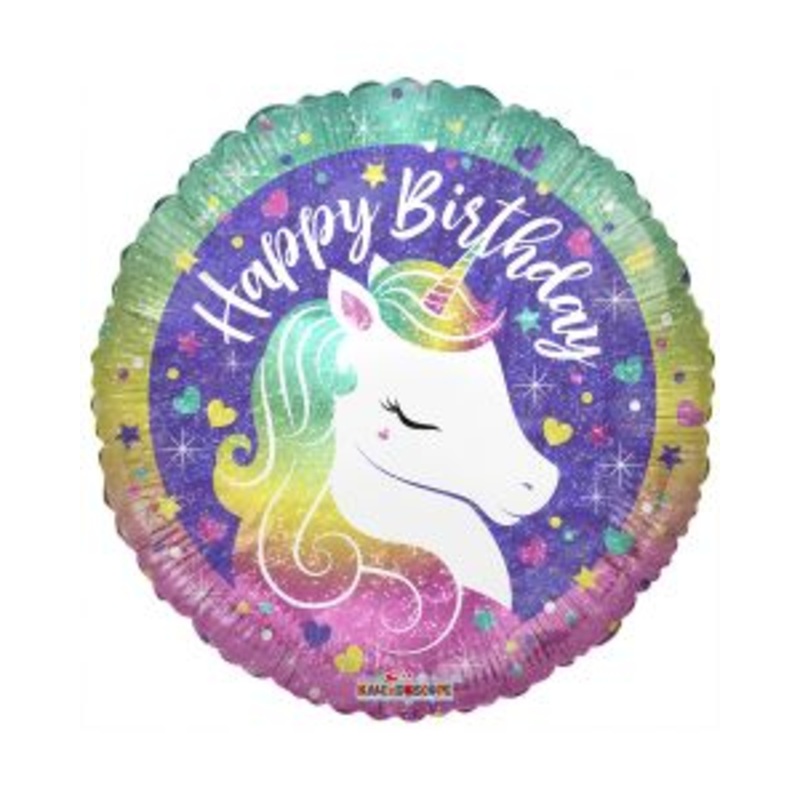 Birthday Rainbow Unicorn Holographic 18 Balloon