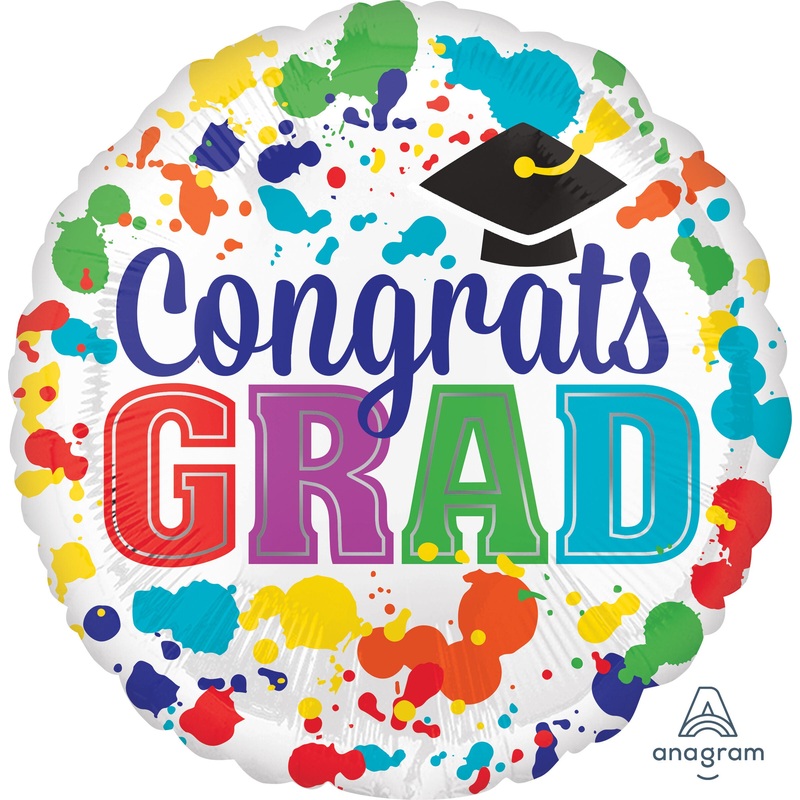 Congrats Grad Paint Splotch 17" Balloon