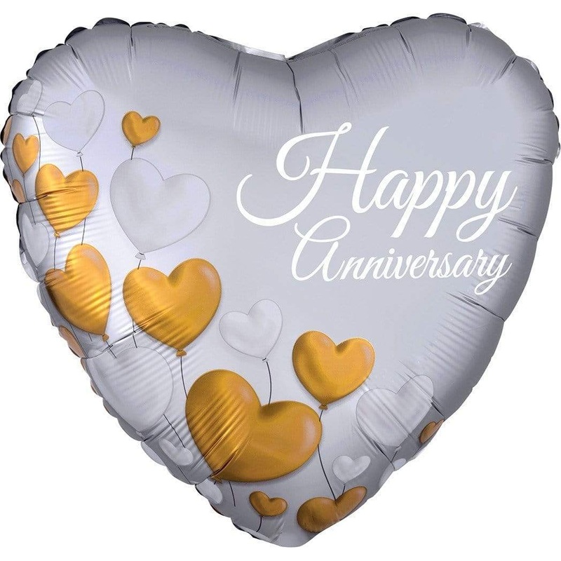 Happy Anniversary Platinum Hearts 18 Balloon