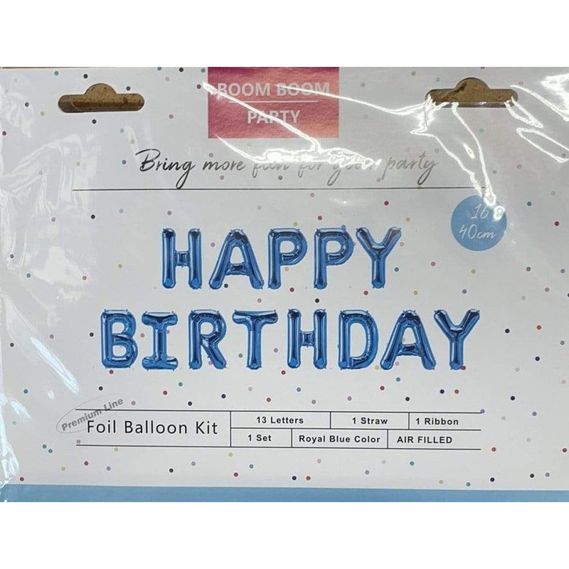 Happy Birthday 16 Royal Blue Balloon Banner Set