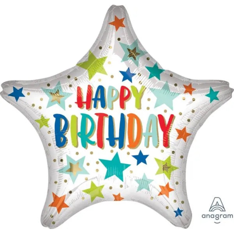 Happy Birthday Stars & Dots 28 Balloon