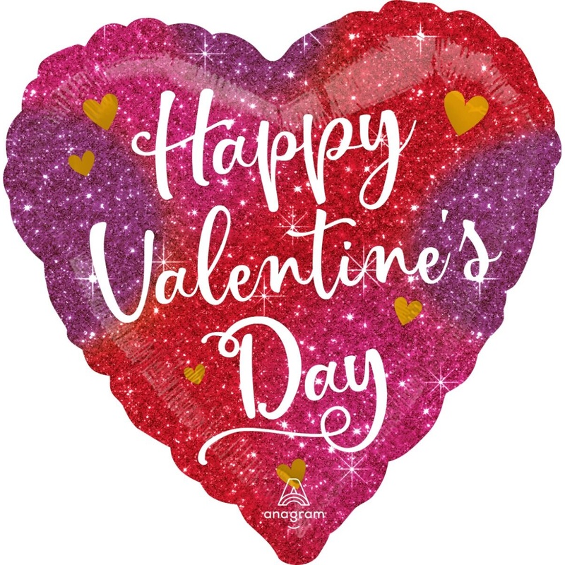 Happy Valentine's Day Ombr Sparkles 17" Balloon