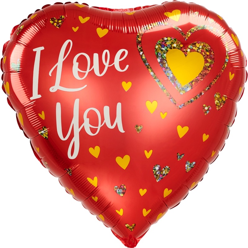 I Love You Glitter Hearts 28 Balloon
