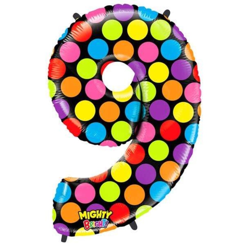 Neon dots Number 9 34" Balloon