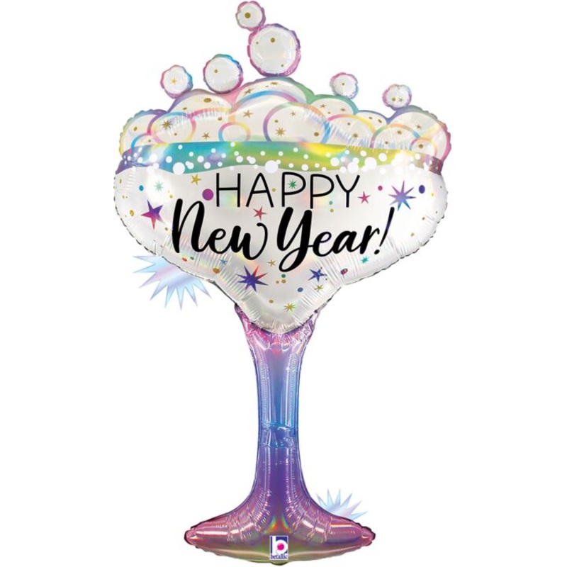 New Year Opal Champagne Glass 37 Balloon