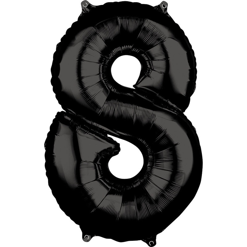 Number 8 Black 26" Balloon
