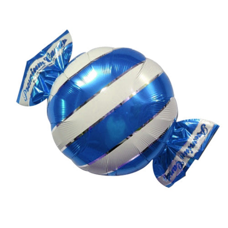 Peppermint Candy W/ Wrapper Ends - Royal Blue/ White Stripes 18 Balloon