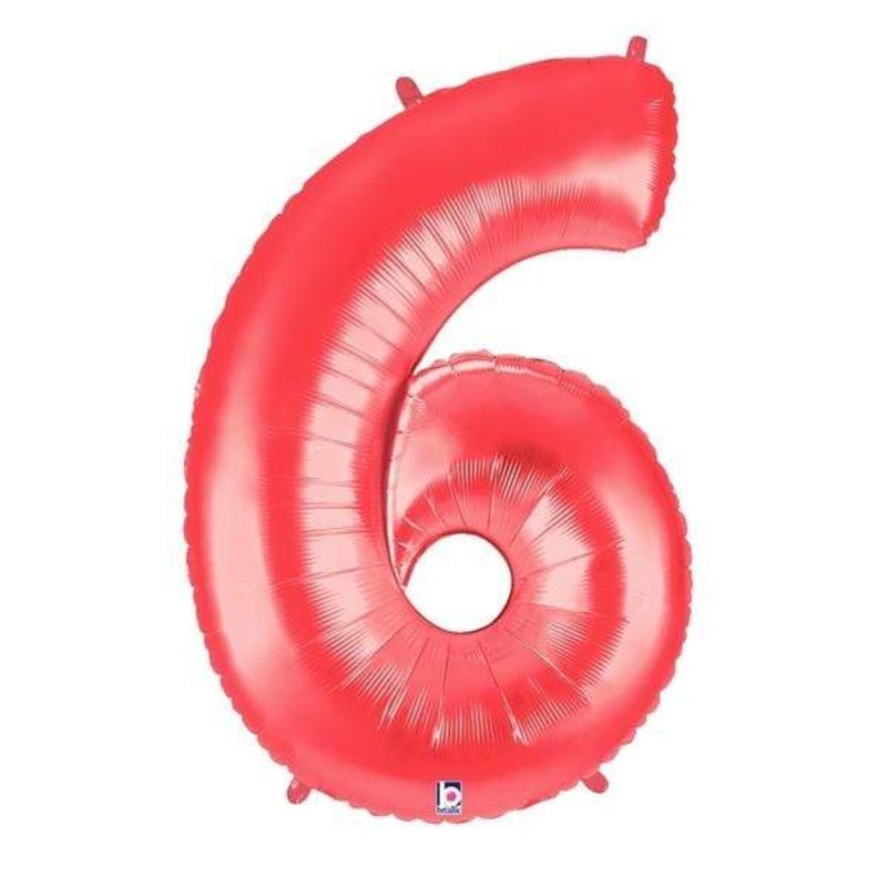 Red Number 6 34" Balloon
