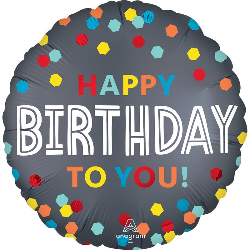 Satin Confetti Burst Birthday 18" Balloon