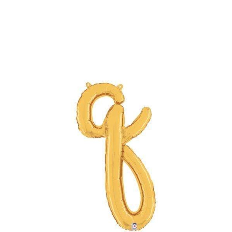 Script Cursive Balloon Letter Q Gold