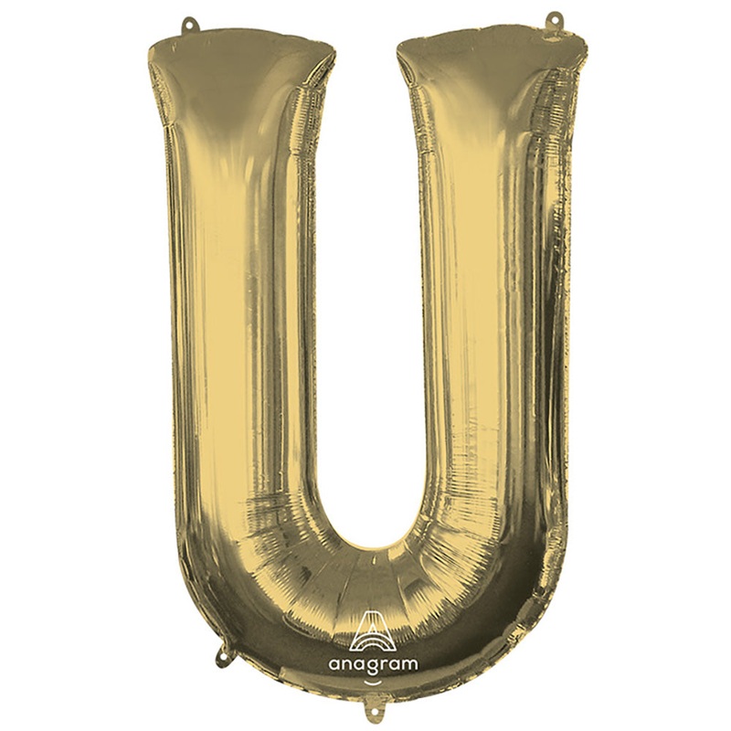 White Gold Letter U 34 Balloon