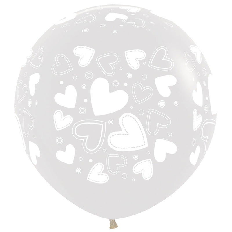 Assorted Hearts - Crystal Clear 24 Latex Balloons (10 count)