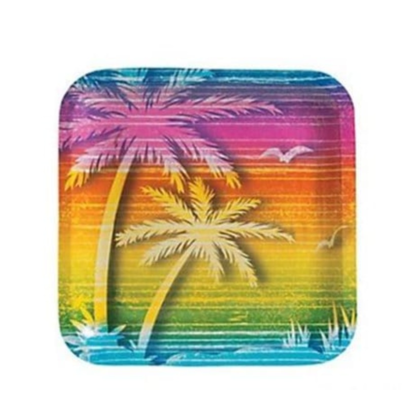 Beach Bum Square Plates 9 (8 count)
