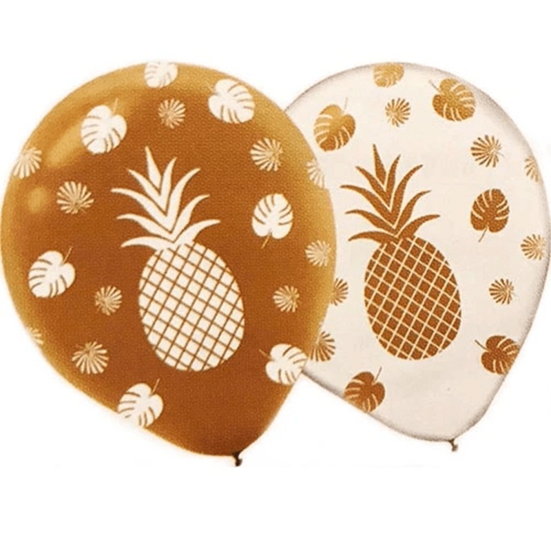 Clear & Gold Pineapple 11 Latex Balloons (50 count)