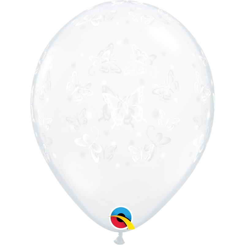Diamond Clear Butterflies-A-Round 11 Latex Balloons (50)