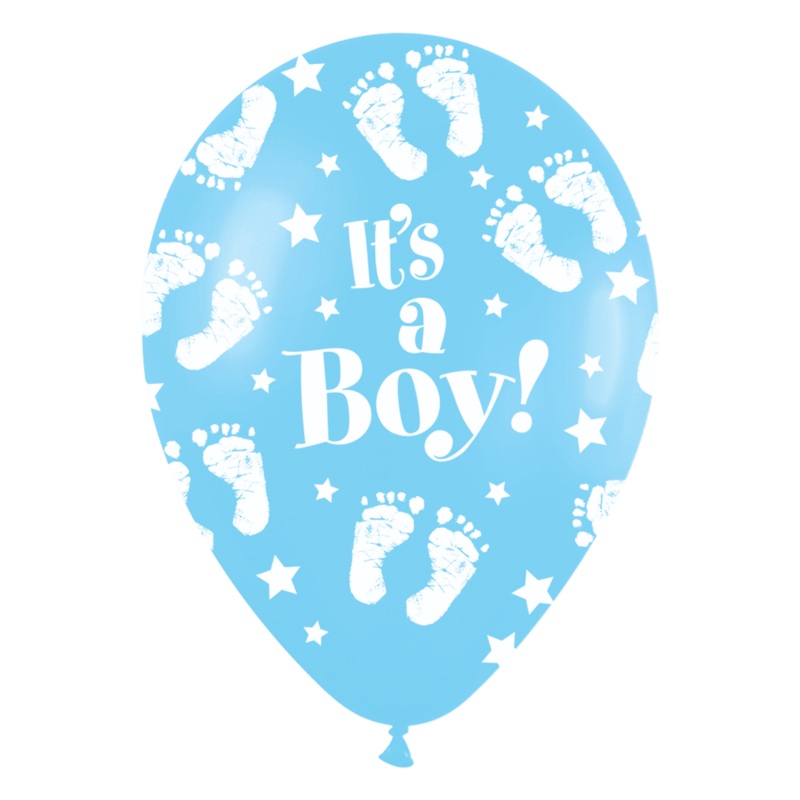 Fashion Light Blue Baby Boy Footprints 11 Latex Balloons (50 count)