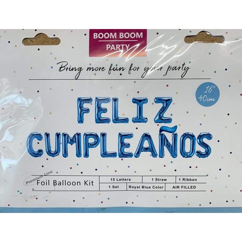 Feliz Cumpleanos Blue 16 Balloon Banner Set