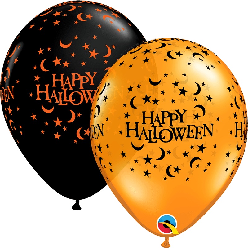 Halloween Moons & Stars-A-Round 11 Latex Balloons (50 count)