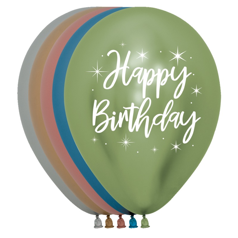 Happy Birthday Reflex Assortment 11 Latex Balloons (50 count)
