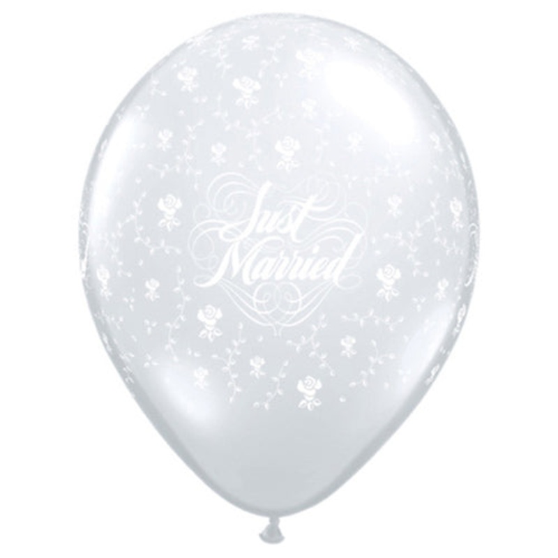 Just Married Flowers-a-round 16 Latex Balloons (50 count)