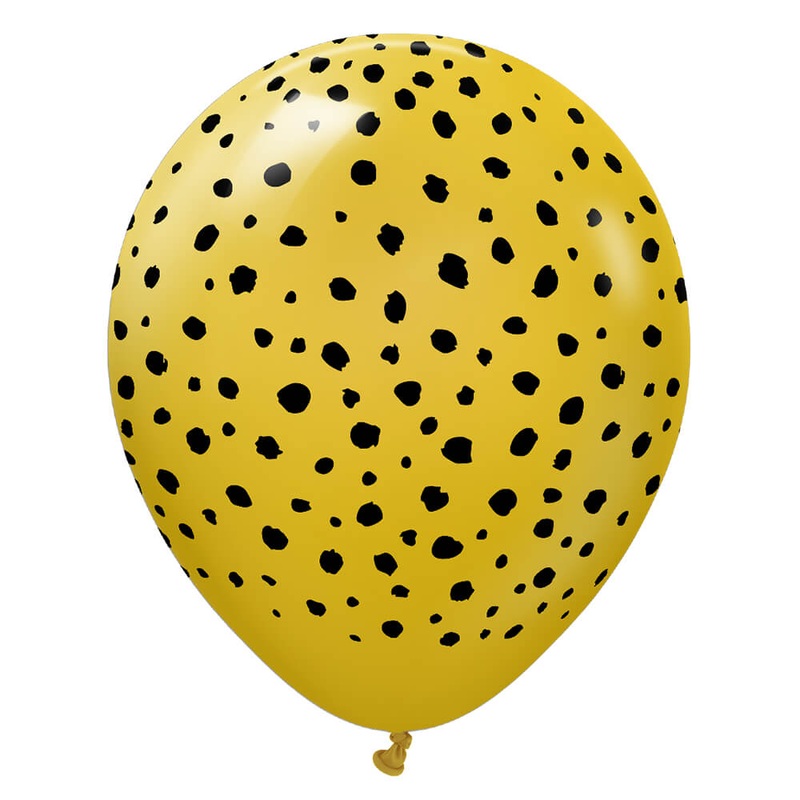 Kalisan Safari Cheetah - Mustard W/ Black Ink 12 Latex Balloons (25 count)