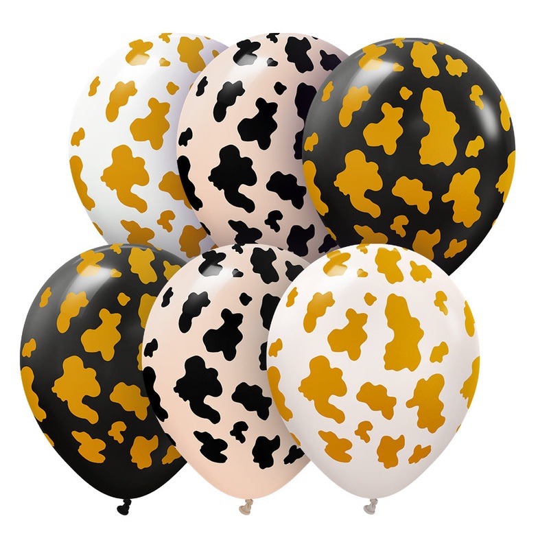 Kalisan Safari Cow - Assortment 12 Latex Balloons (6 count)