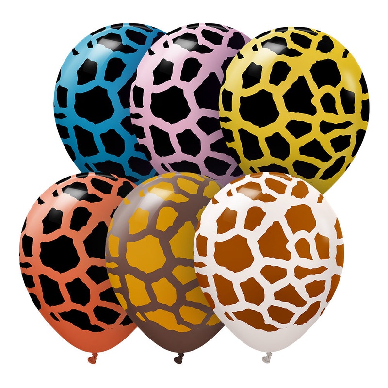 Kalisan Safari Giraffe - Assortment 12 Latex Balloons (6 count)