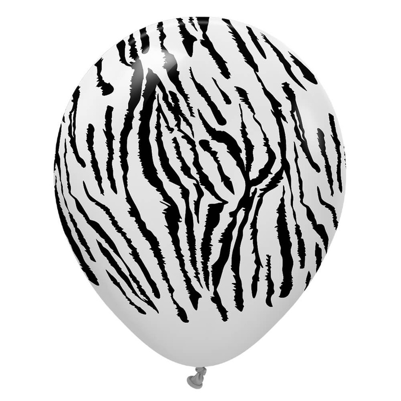 Kalisan Safari Tiger - Smoke W/ Black Ink 12 Latex Balloons (25 count)
