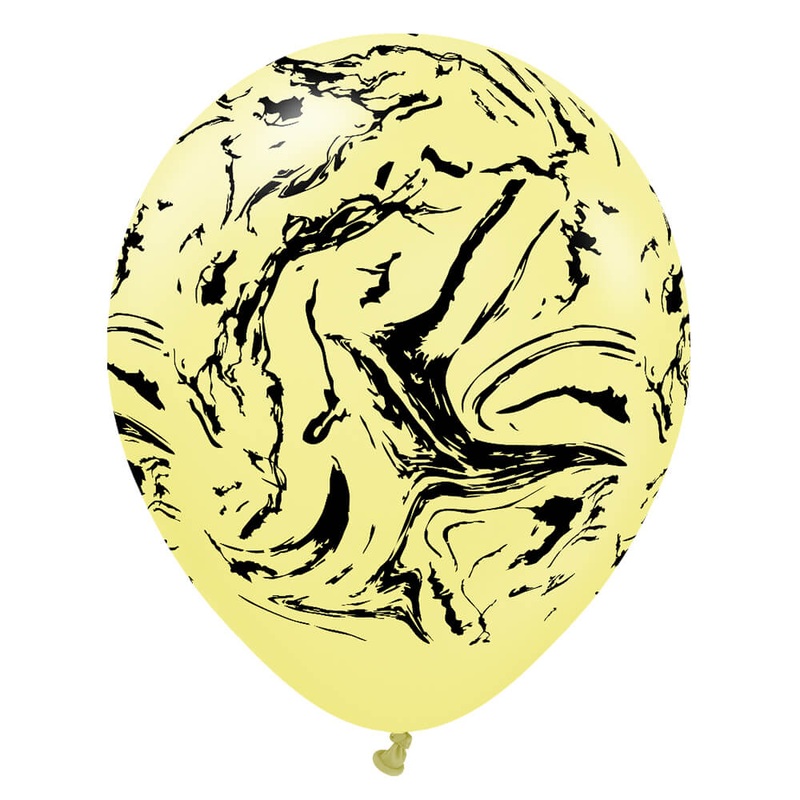 Kalisan Space Nebula - Macaron Yellow W/ Black Ink 12 Latex Balloons (25 count)