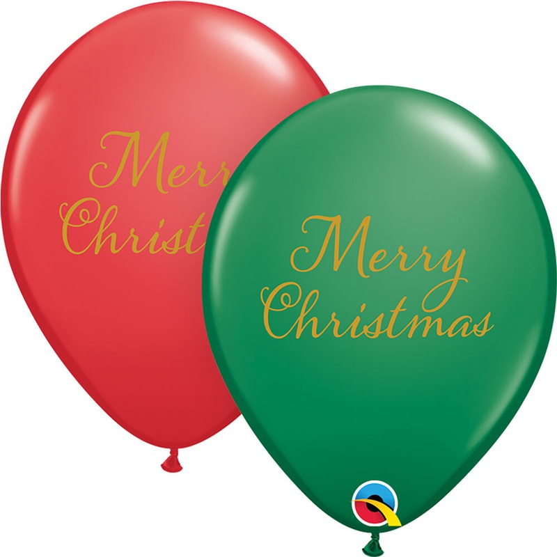 Merry Christmas Green/Red 11 Latex Balloons (50 count)