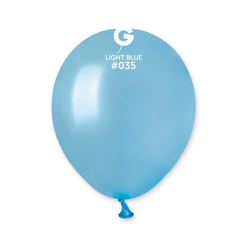 Metallic Light Blue 5 Latex Balloons (100 count)
