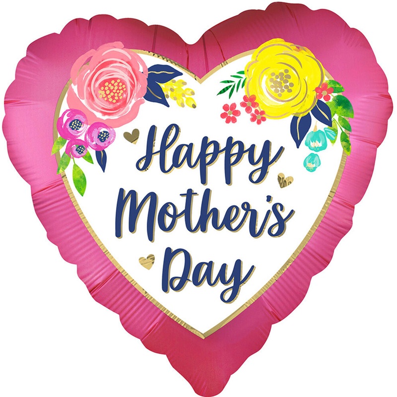 Satin Happy Mother's Day Watercolor Floral Pink 18" Balloon