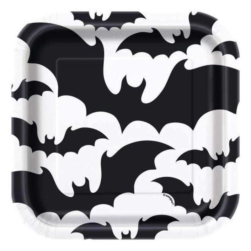 Black Bats Halloween Square Dessert Plates 7 (10 count)