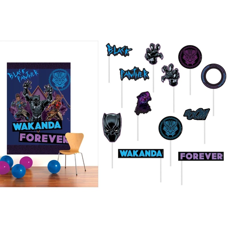 Black Panther Backdrop With Photo Props Balloon