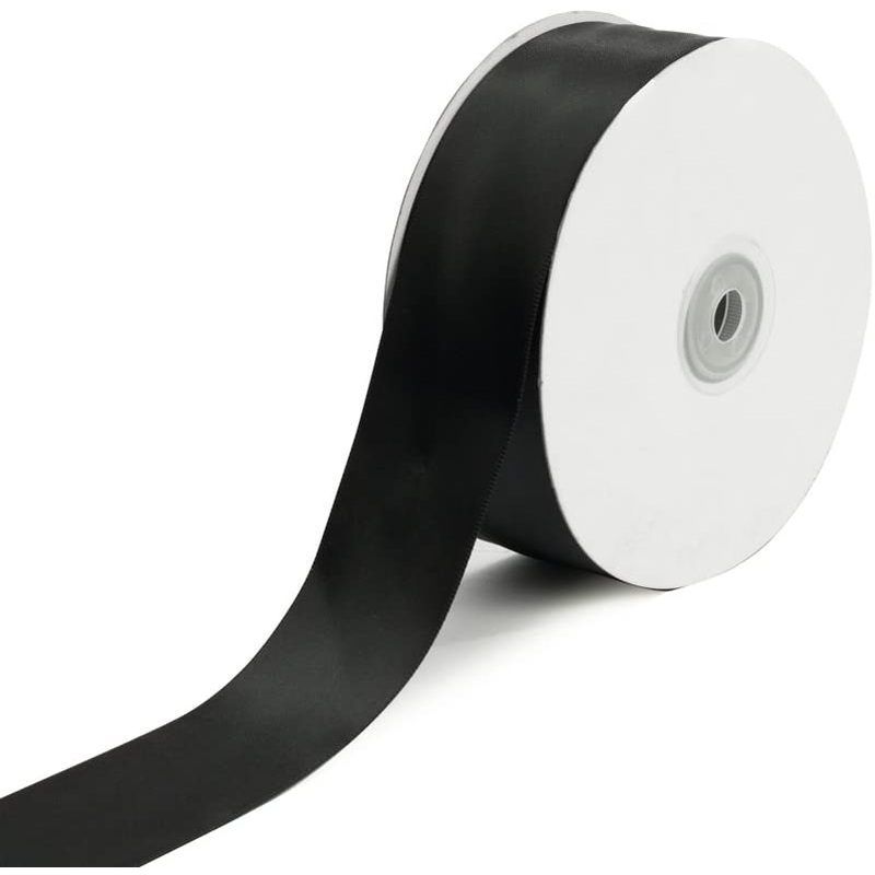 Black Single Face Satin Ribbon 50 Yards 1 1/2