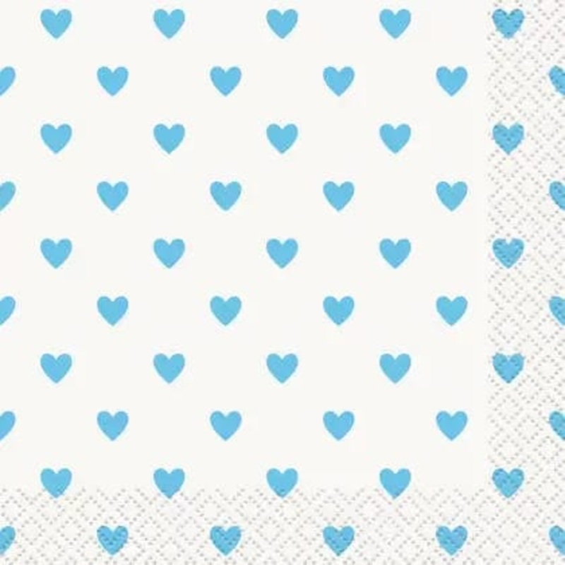 Blue Hearts Baby Shower Beverage Napkins (16 count)