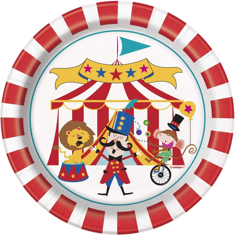Circus Carnival Round Dessert Plates 7 (8 count)